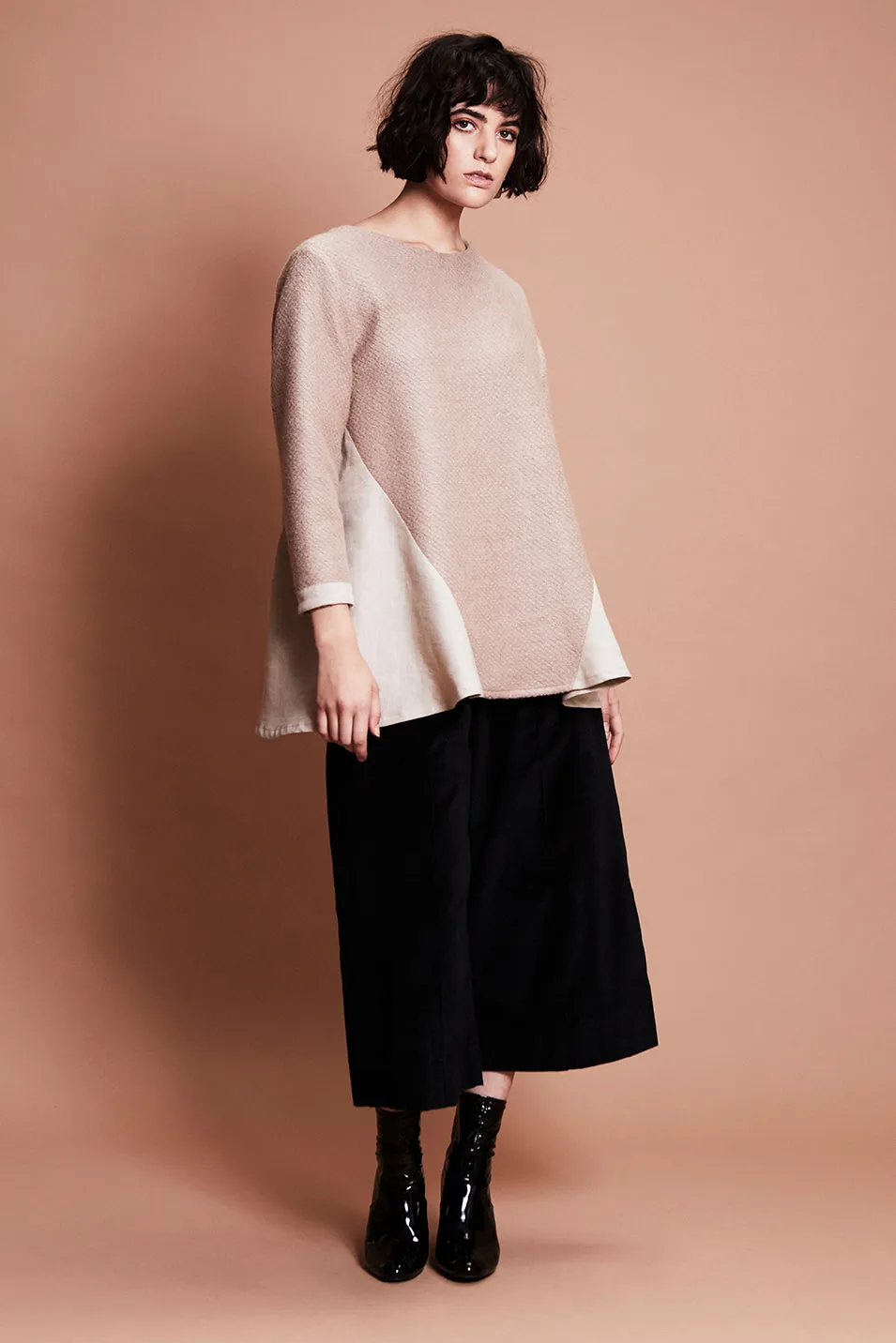 NUTMEG JUMPER [ Beige Wool Blend, Linen ]