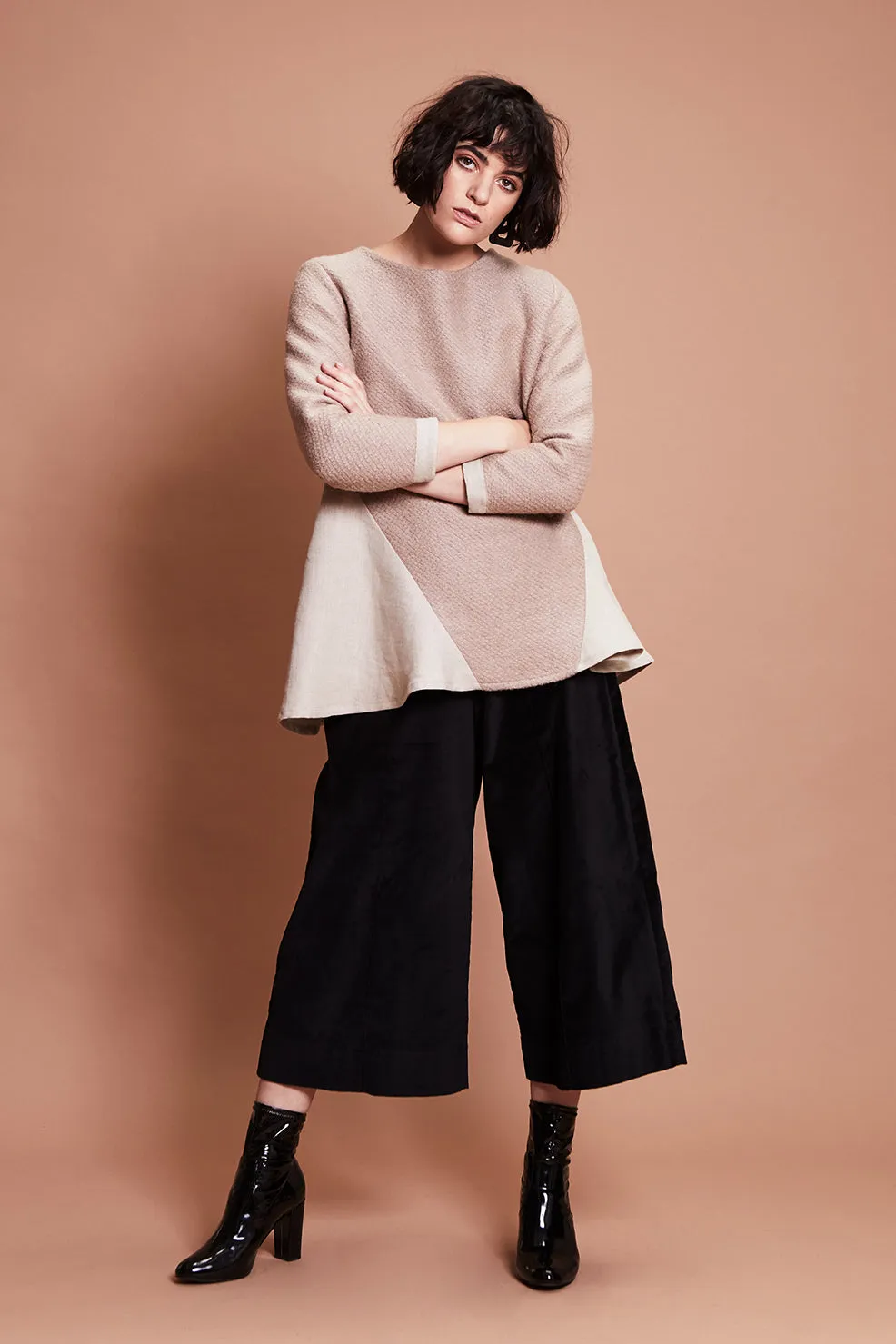 NUTMEG JUMPER [ Beige Wool Blend, Linen ]