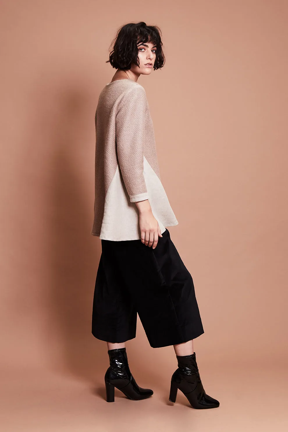NUTMEG JUMPER [ Beige Wool Blend, Linen ]