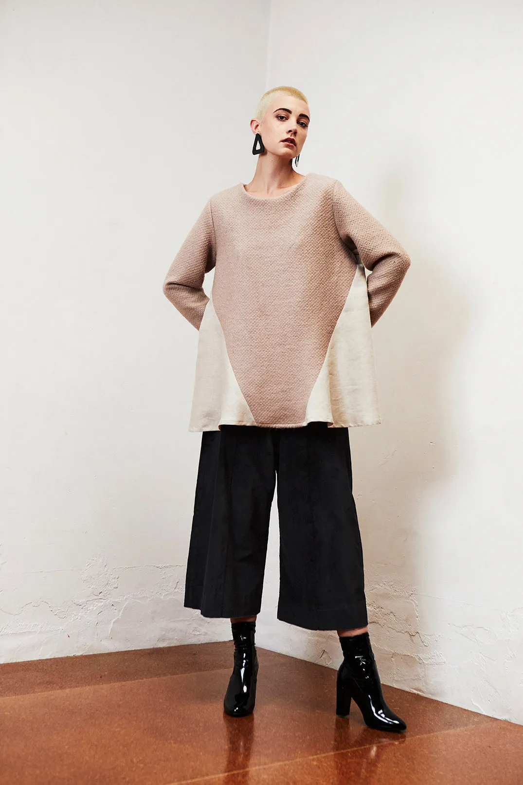NUTMEG JUMPER [ Beige Wool Blend, Linen ]