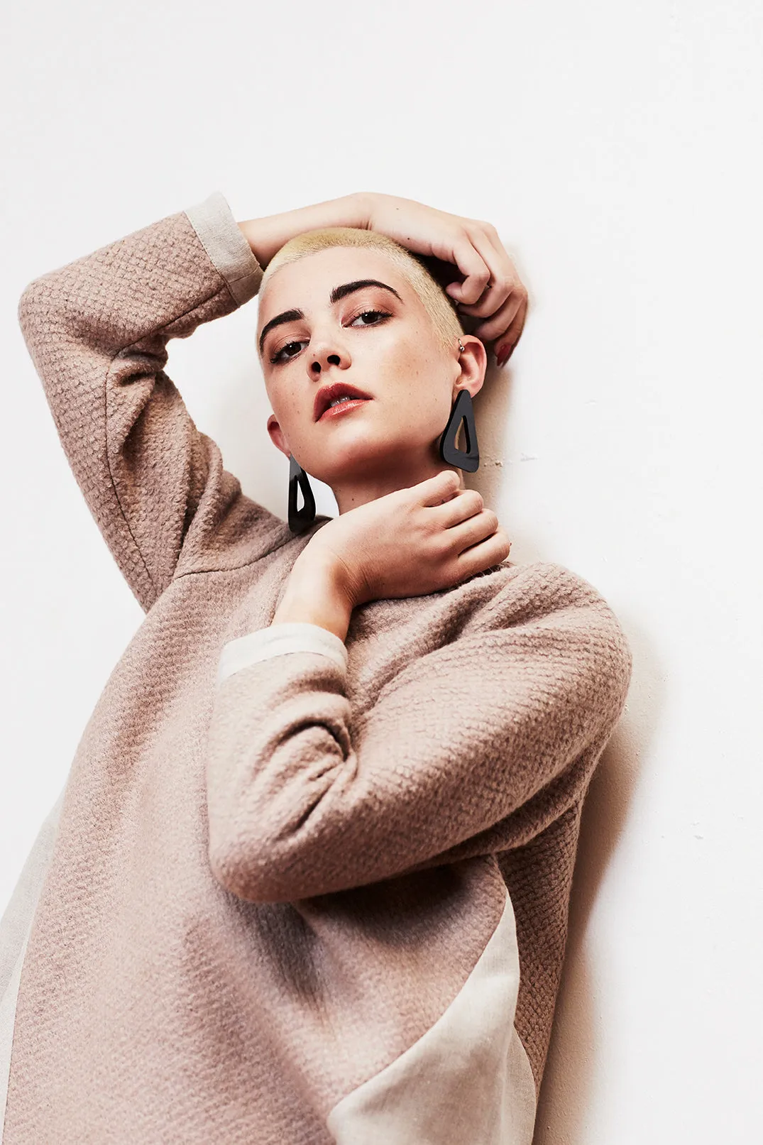 NUTMEG JUMPER [ Beige Wool Blend, Linen ]