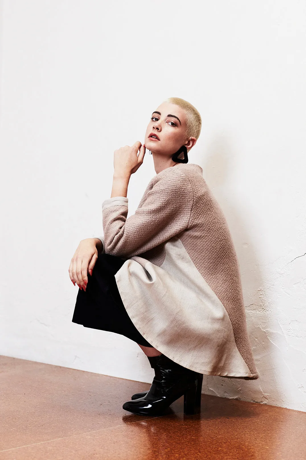 NUTMEG JUMPER [ Beige Wool Blend, Linen ]